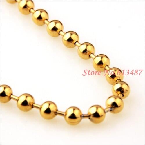 7-40" Free Choose 6mm High Quality 316L Stainless Steel Gold Ball Beads Link Chain Mens Womens Necklace Bracelet