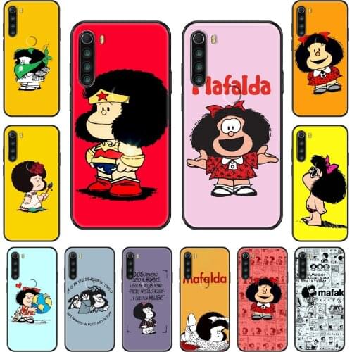 Anime Mafalda Phone case For Xiaomi Redmi Note S2 4 5 6 7 8 A S X Plus Pro black silicone cell cover trend Etui tpu shell soft