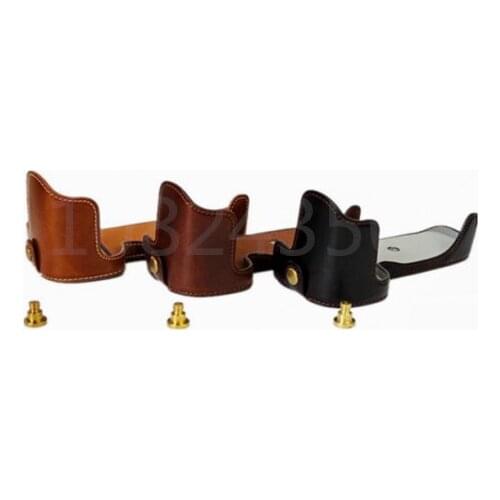 Genuine Cowhide Leather Half Body Camera Bag Case For Nikon D810 D800E D800 PU Leather Half Body Set Cover With Battery Opening