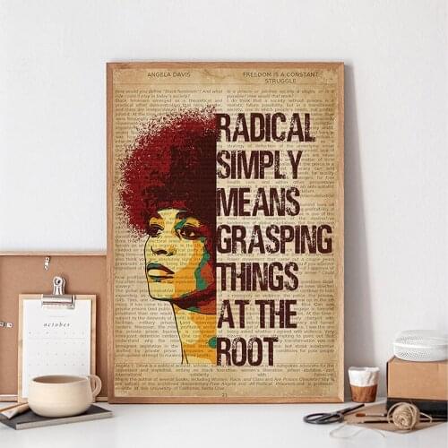 Black Panther Party Angela Davis Freedom Leader Quote Poster Vintage Canvas Painting Prints Girls Woman Office Wall Art Decor
