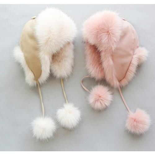 Baby winter hat cute Hairball children hat boys Girls winter fur jacket baby Christmas warm thick baby bonnet bebe