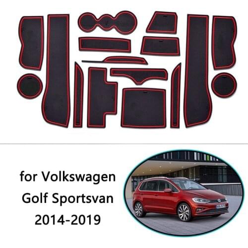 For VW Volkswagen Golf Sportsvan SV 2014~2019 Rubber Anti-slip Mat Door Groove Cup Pad Phone Cushion Gate Coaster Accessories