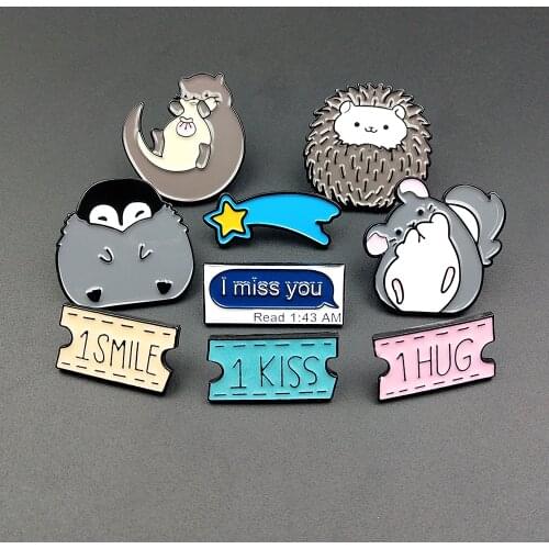 Cute Animals Enamel Cartoon Pins Brooches Badges Bags Metal Cute Pin Gifts For Clothes DIY Backpack Fashion Hedgehog Jewelry