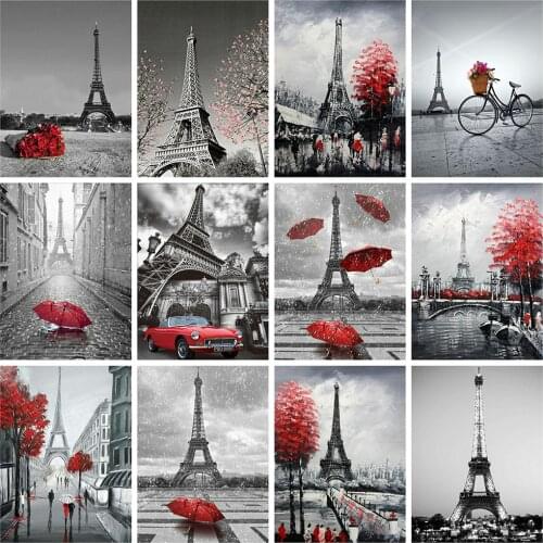 Evershine Diamond Painting Landscape 5D DIY Cross Stitch Eiffel Tower Full Square Drill Embroidery Sale Home Decoration