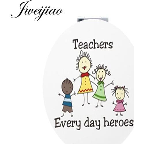 JWEIJIAO every day heroes teachers Magnifier Oval Accessories pocket 2019 fashion Makeup mirror for Primary school teacher FQ446