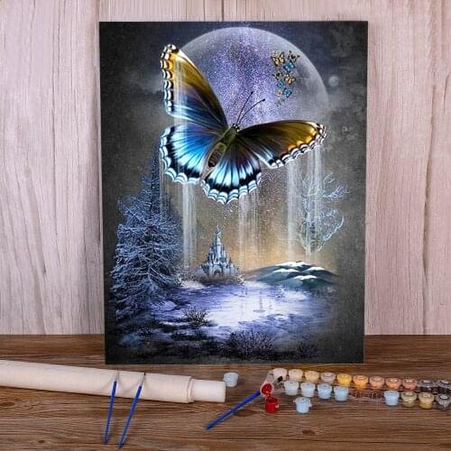 Animal Butterfly DIY Painting By Numbers Set Acrylic Paints 40*50 Canvas Pictures New Design For Kids Handicraft Handiwork