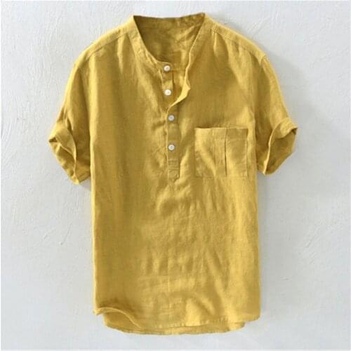 Summer New Mens Short-Sleeved T-shirt Cotton And Linen Casual Mens T-shirt Shirt Male Breathable L-3XL