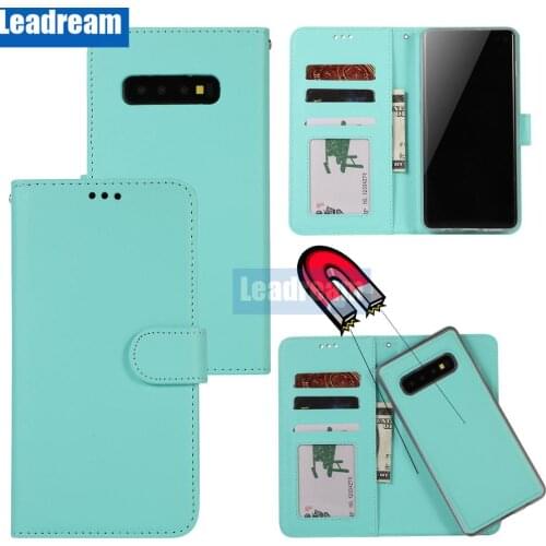 100pcs 2:1 Magnetic Diary Book Flip Cover For Samsung S10 Plus S10e S9 Plus S8 Plus S7 S6 edge 2 In 1 Wallet Leather Case Cover