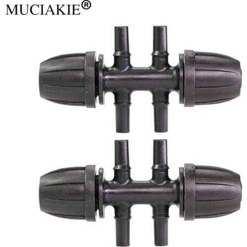 MUCIAKIE 3/8'' Lock to 4-Way 6mm Joints 6-Way Hose Nozzle 8/11mm Reduced Garden Water Connector Coupling Adaptor Connector