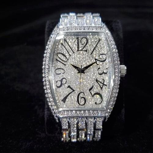 Hip Hop MISSFOX 42MM Iced Out Watch Men Steel Diamond Mens Watches Top Brand Luxury 316L Steel AAA Waterproof Clock Reloj Hombre