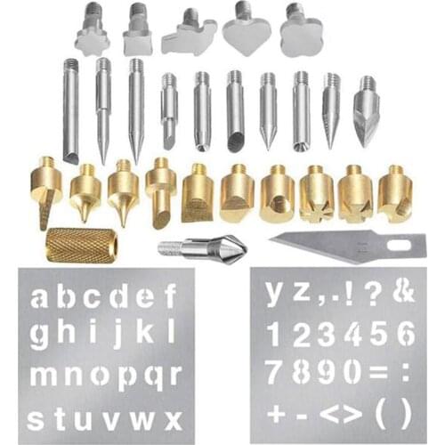 Branded Set of 28 Sets of Heat Transfer Tools, Pyrography Head, DIY Carving Tools, Electric Resistance, Engraved Head