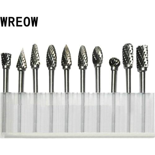 10PCS 3x6mm Tungsten Steel Carbide Burrs Rotary Cutter Files Drill Bit Set Die Carving Tools Milling Cutter Engraving Bits