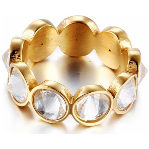 Cheap Stainless Steel Rings For Women Color & White Round Zircon Rings Dubai Wedding Bands Rings Jewelry Women Gift