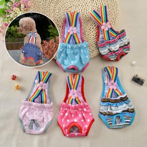 New Cute Dog Cat Strap Physiological Pants Washable Female Diaper Sanitary Shorts Panties Clothes Underwear Briefs Pet Products