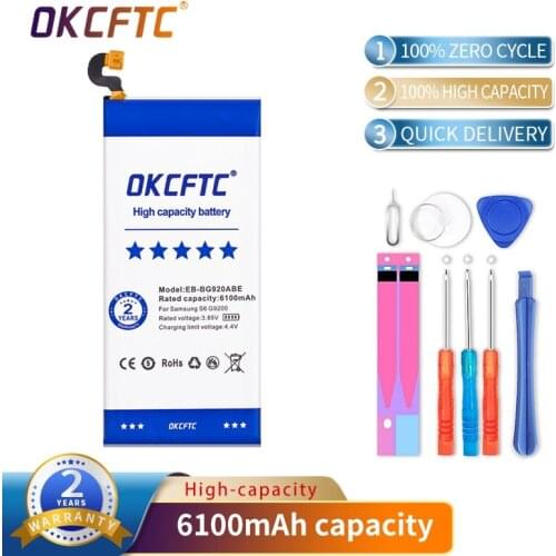 OKCFTC Original Phone Battery EB-BG920ABE For Samsung GALAXY S6 SM-G920 G920F G920i G920A G920V G9200 G9208 G9209 6100mAh