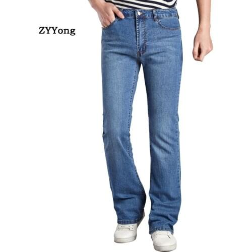 Autumn Flared Jeans Men Bootcut Denim Pants Casual Slim Boot Cut Elastic And Comfortable Blue Trousers