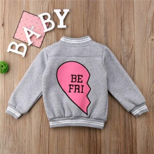 1-5T 2018 new jacket coat spring autumn children jacket print baby girls clothes children tops best friend outwear kids clothes