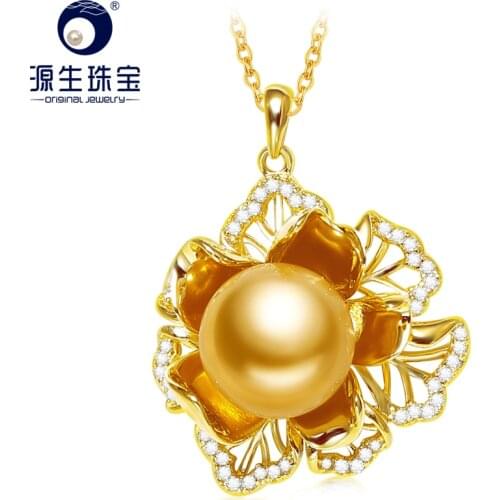 YS 10-11mm Elegant Round South Sea Pearl Pendant 925 Sterling Silver Necklace Anniversary Gift