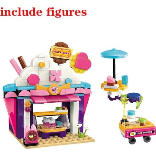 Enlighten Girls City Cherry Sweet Cake House Magic Cat Music Party Building Blocks Kit Bricks Classic Model Kids Girls DIY Toys