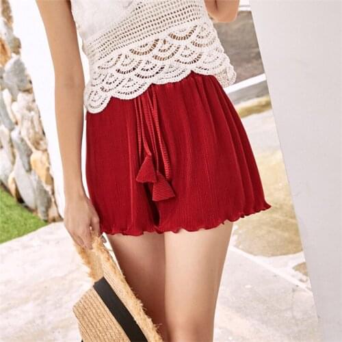 Vintage shorts Women Summer 2021 high waist loose ruffles pants female ice silk soft short pants plus size bottoms l-6xl 7xl