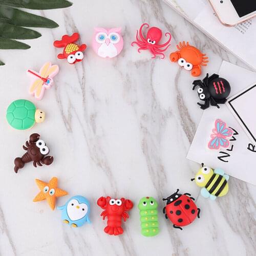 Cartoon Animal Bite Cute Phone Charger Cable Protector holder for iphone Xiaomi usb charger wire organizer Soft Cord Accessories