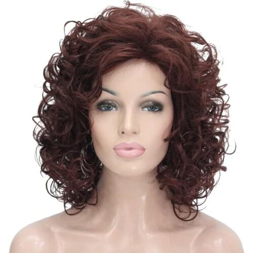 StrongBeauty Womens wig Blonde/Auburn Medium Curly Hair Natural Synthetic Full Wigs 7 Color