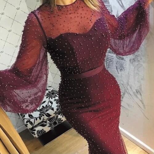 SuperKimJo Deep Purple Mermaid Evening Dresses Long Sleeve Elegant Grape Fully Beaded Luxury Evening Gown Robe De Soiree