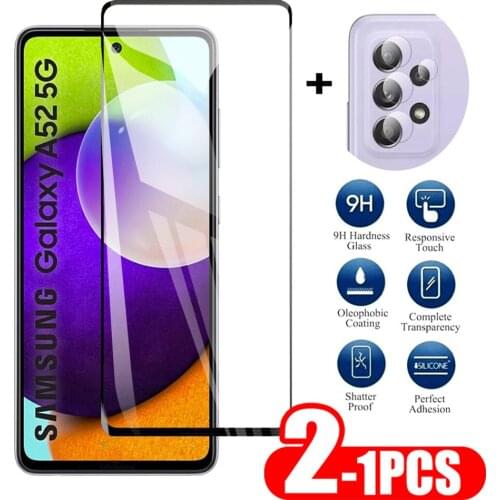 1-2PCS For Samsung A52 a 52 Tempered Glass Screen + Camera Protector On For samsung a72 a32 a42 a12 Protector Screen Lens Glass