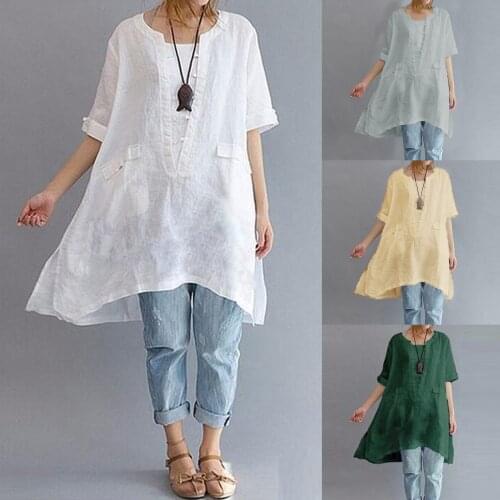 Plus Size Feminine Blouse 2021 Women Casual Solid Irregular Shirt Pocket Loose Short Sleeve Button Blouse Top лонгслив женский