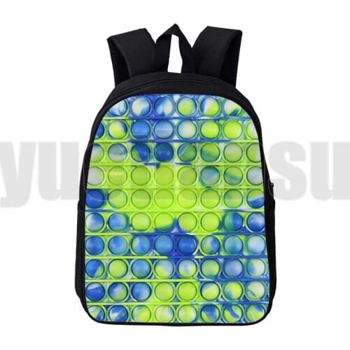 12/16 Inch Funny Game POP It Bags 3D Print Anime Bubble Rainbow Pop Fidget Backpack Children Cartoon Schoolbags Teenagers