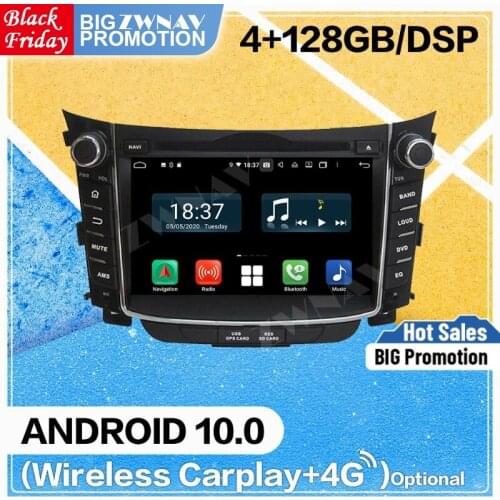 128G Carplay Android 10.0 screen DVD Player for Hyundai I30 Elantra GT 2012 2013 2014+ GPS Navigatio Auto Radio Stereo Head unit