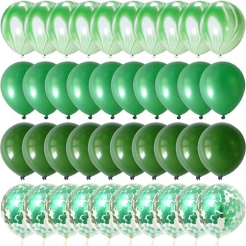40pcs/set Green Agate Marble Balloons Silver Confetti Globos Wedding Baby Shower Graduation Birthday Party Decoration Supplies
