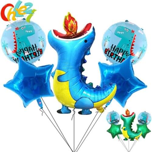 5pcs Charizard Dinosaur Balloon Set Jungle Animal Foil Ballon Kids Toys Happy Birthday Party Decorations Supplies Baby Shower