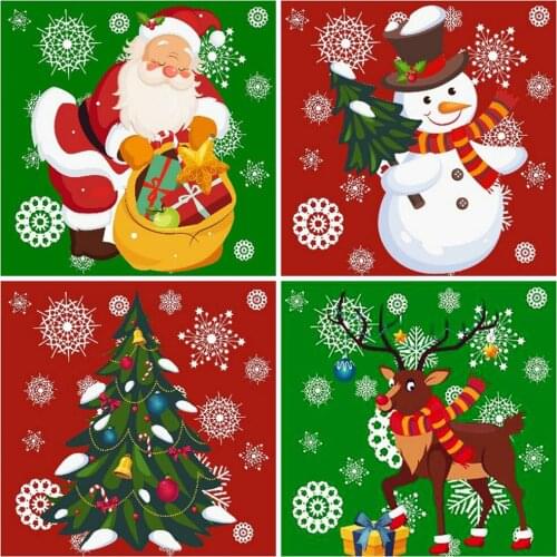 EverShine DIY Diamond Embroidery Cartoon Full Square Diamond Painting Christmas Tree Rhinestones Santa Mosaic Wall Decor