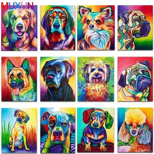 Diamond Painting Full Square 5D Diamond Embroidery Colorful Animal Dog Diamond Cross Stitch Mosaic Diamond Room Decorat H884