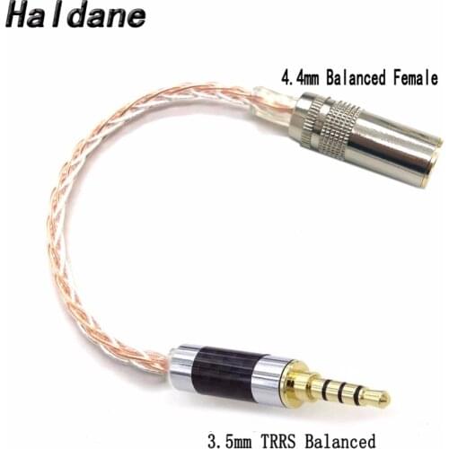 Free Shipping Haldane 10cm 3.5mm TRRS Male to 4.4mm Female Balanced Adapter 8 Cores 7N OCC Silver Plated Audio Adapter Cable