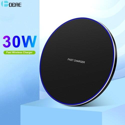 Qi 30W Wireless Charger Station for iPhone 12 Pro Max Mini 11 XS XR X 8 Type C Fast Charging Pad For Samsung S20 S10 Note 20 10