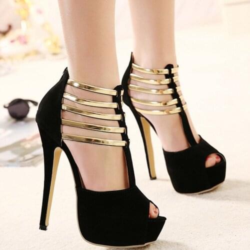 Summer Women Sandals Flock ZIP Thin Heels 14CM Peep Toe High Heels Pumps Lady Sandal woman Shoes