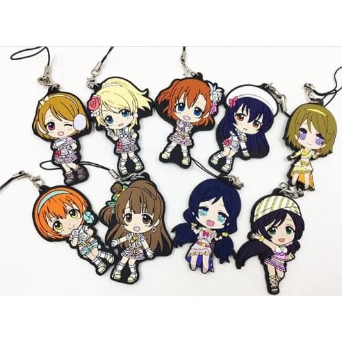 G00880 Love Live Kotori Anime keychain Nico Rin Umi Maki Chika Riko Yoshi Kunikida Kanan Rubber strap/phone charm G00880