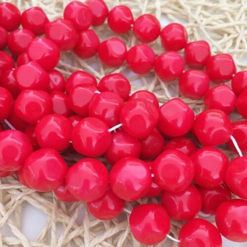 New fashion red artificial coral 14mm irregular round stone loose beads diy women high grade jewelry making finding 15 inch B605