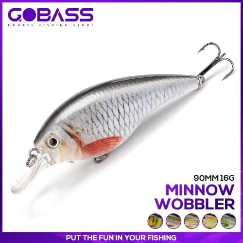 GOBASS Black Minnow Lures For Fishing Accessories Crankbait Wobbler Rattling Fishing Tackle Lure Minnow Hard Bait Artificial Kit