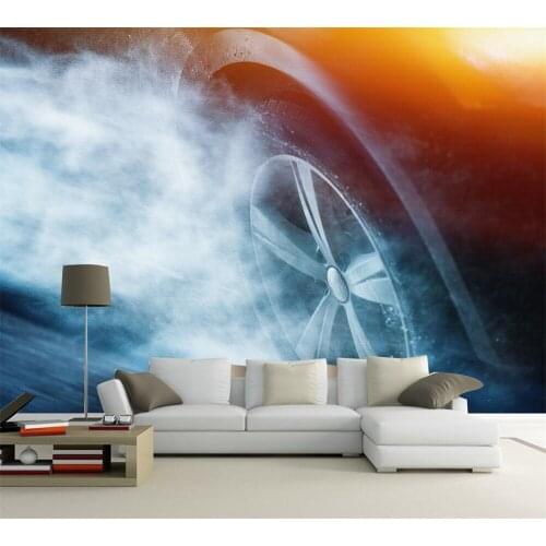 Beibehang Customized fashion wallpaper modern minimalist gradient creative sports car wheel close-up personality background wall