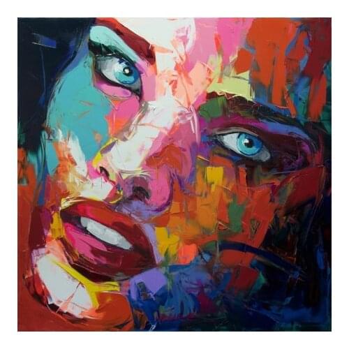 Angry 100% Hand Painted Francoise Nielly Face Oil Painting Wall Art Wall Pictures For Living Room Home Decor Caudros Decoration