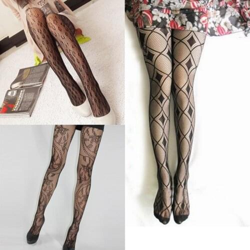 2021 Hot Sale Sexy Women Lingerie Stockings Hollow Out Women Thigh high Stockings Mesh Pantyhose Tattoo Lace Soft Fishnet Tights