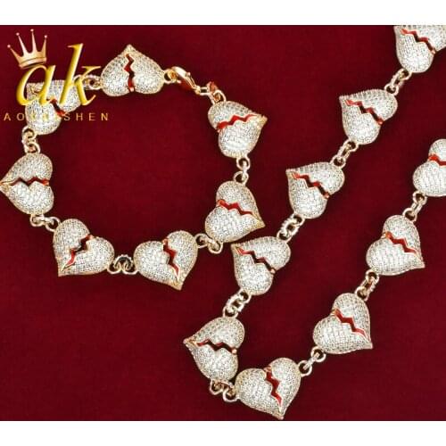 Bracelet Set For Women Charm Gold Color Cuban And Tennis Bracelet Heavy Copper Iced Out Rock Street Hip Hop Jewelry