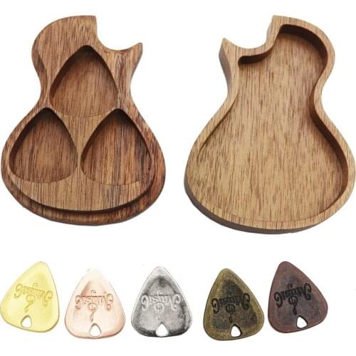 Guitar Pick Box Wood Pick Set Individual Pick Box Wooden Guitar Pick Box and Picks Guitar Accessories