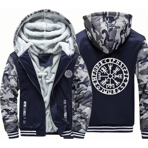 Vikings Odin Warrior Legend windbreak outwear Male coat warm hoodies man thick Camouflage Sleeve causal winter Men Jacket hoody