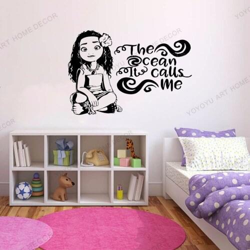 The Ocean Calls Me Wave Wall Decal Moana Inspired Girl Room Art Mural Hawaii Movie Vinyl Sticker For Home Wall Decoration rb-138