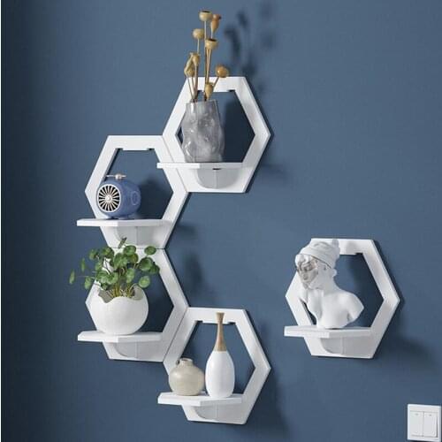 Wall Shelf Decorative Shelves Storage Holder Rack Free Punching Wall-Mounted Organizer Bedroom Flower Pot Wall Hanger Stand