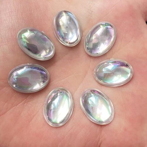 NEW 40PCS AB Acrylic 13*18mm Oval clear Flat back rhinestone scrapbook DIY wedding appliques ornaments SF503